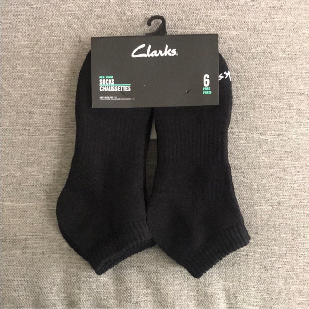 Clarks Mens Black Short Ankle Socks 6 Pair